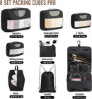 8pcs Travel Packing Cubes Set Suitcase Organizer for Travel Essentials