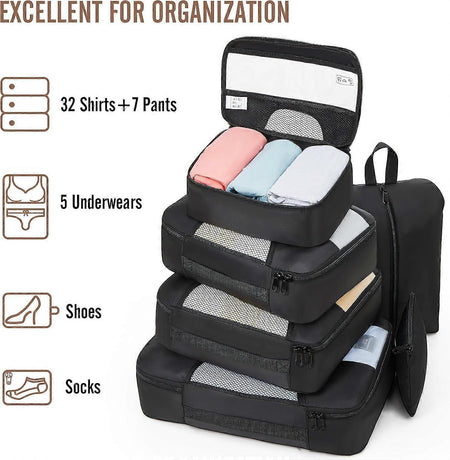 8pcs Travel Packing Cubes Set Suitcase Organizer for Travel Essentials