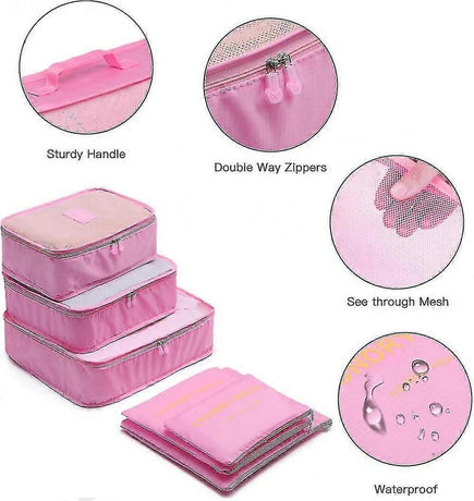 6pcs Packing Cubes Travel Storage Zip Organizers for Clothes, Socks, Underwear