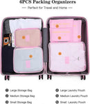 6pcs Packing Cubes Travel Storage Zip Organizers for Clothes, Socks, Underwear