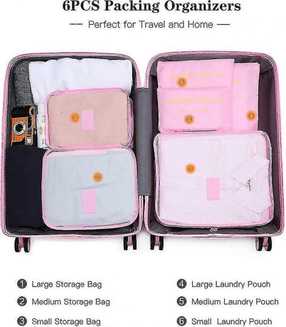 6pcs Packing Cubes Travel Storage Zip Organizers for Clothes, Socks, Underwear