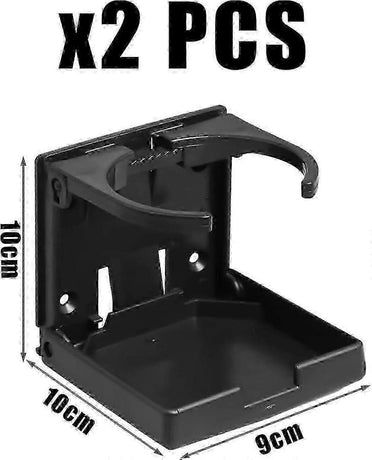 2pcs Adjustable Foldable Car Cup Holders - Portable Drink Holder Set Black