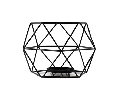 Nordic Style 3D Geometric Wrought Rack Candle Holder Candlestick Home Decoration-Black