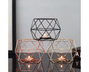 Nordic Style 3D Geometric Wrought Rack Candle Holder Candlestick Home Decoration-Black