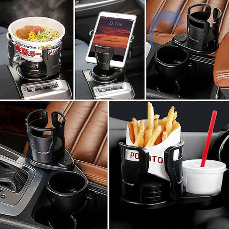 2-in-1 Car Cup Holder Expander - Adjustable Multifunctional Organizer for Travel Use
