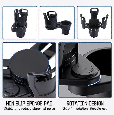 2-in-1 Car Cup Holder Expander - Adjustable Multifunctional Organizer for Travel Use