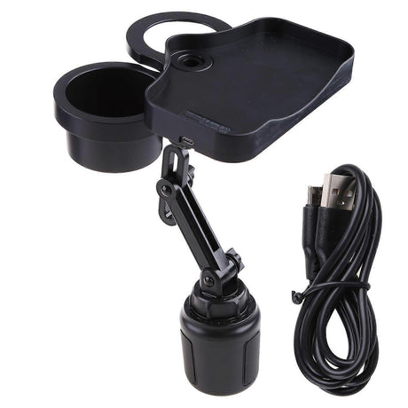 2-in-1 Multifunctional Car Cup Holder - Dual Drink Organizer Black Durable Plastic