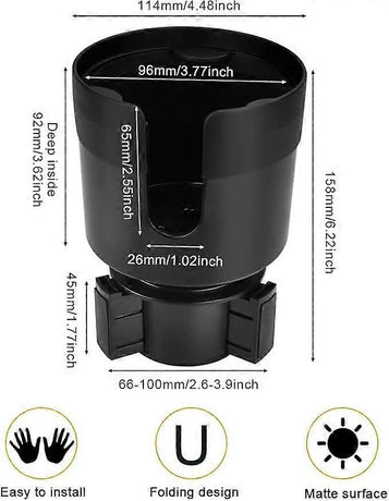 Adjustable Universal Car Cup Holder - Can Holder for Bottle/Drink, Truck Compatible Black