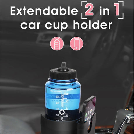 Car Cup Holder with Phone Holder - Organizer Expander in Grey Color
