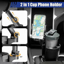 Car Cup Holder with Phone Mount - Adjustable Rotatable Expander for Cell Phone & Drink
