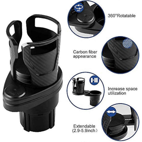 Dual Car Cup Holder - Expandable Adjustable Drink Holder for Car Use