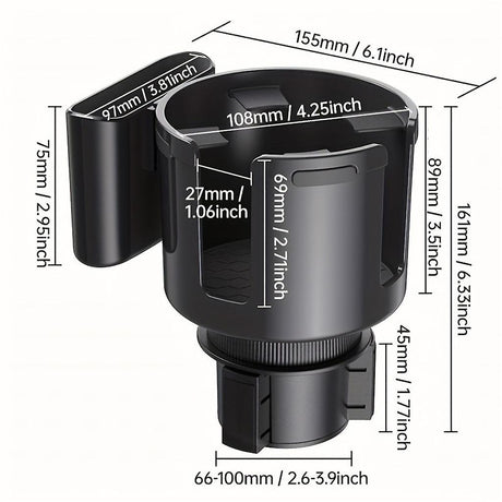Car Cup Holder Adapter - Bottle and Beverage Organizer Auto Accessory