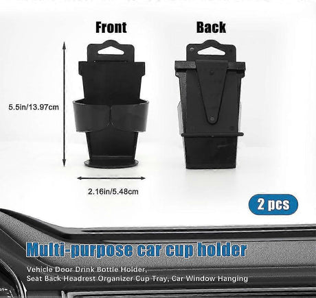 2pcs Car Cup Holders - Door & Window Mounted Drink Holder Set