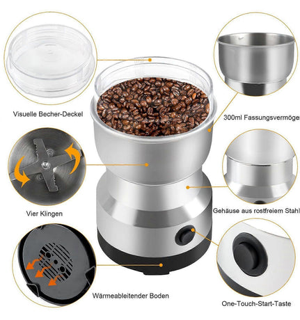 Electric Coffee Grinder - Stainless Steel Portable Spice Grinder for Coffee Beans