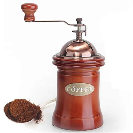 Manual Coffee Grinder - Retro Wooden Hand Burr Grinder with Drawer