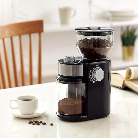 220V Flat Wheel Electric Burr Coffee Grinder Machine - High Efficiency Mill