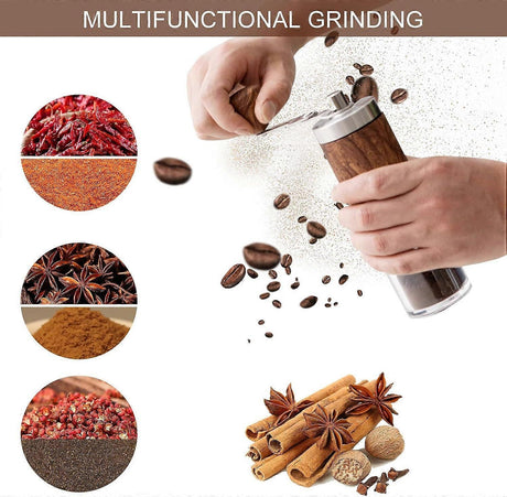 Manual Coffee Grinder - Ceramic Burr, Adjustable Grind Levels for Drip & Espresso