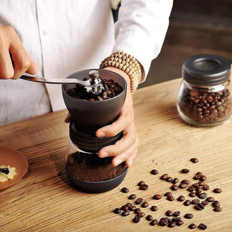 Manual Coffee Grinder - Glass Storage Jar Hand Mill Kitchen Coffee Gadgets
