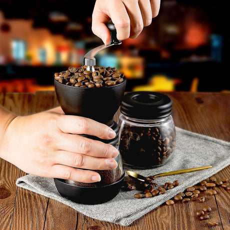 Manual Coffee Grinder - Glass Storage Jar Hand Mill Kitchen Coffee Gadgets