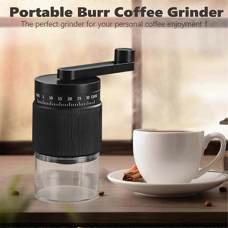 Hand-Crank Coffee Grinder - Small Manual Bean Grinder with Vintage Design