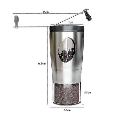 Manual Coffee Grinder - Foldable Hand Crank, Stainless Steel, Adjustable, Portable