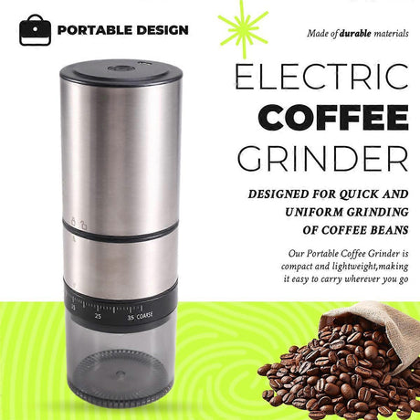 Electric Coffee Grinder - Rechargeable USB Bean Mill, Portable Automatic Grinder