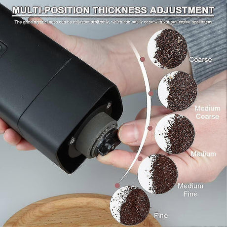 Portable Electric Coffee Grinder - USB Rechargeable, Adjustable Grind, 1300mAh Battery