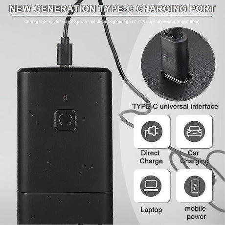 Portable Electric Coffee Grinder - USB Rechargeable, Adjustable Grind, 1300mAh Battery