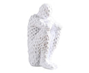 Abstract Thinker Statue Waterproof Resin Artistic Inspiration Thinker Sculpture Patio Decor-White