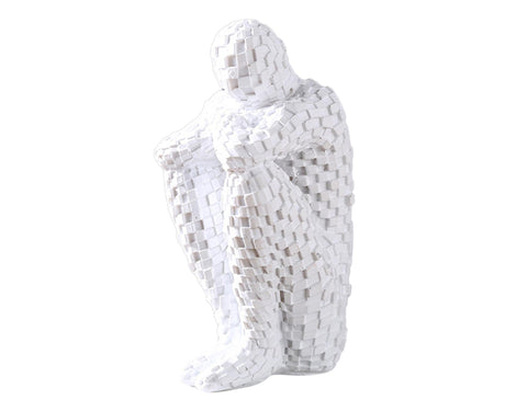 Abstract Thinker Statue Waterproof Resin Artistic Inspiration Thinker Sculpture Patio Decor-White