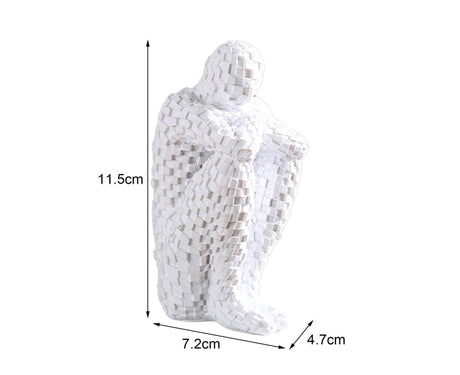 Abstract Thinker Statue Waterproof Resin Artistic Inspiration Thinker Sculpture Patio Decor-White