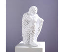 Abstract Thinker Statue Waterproof Resin Artistic Inspiration Thinker Sculpture Patio Decor-White