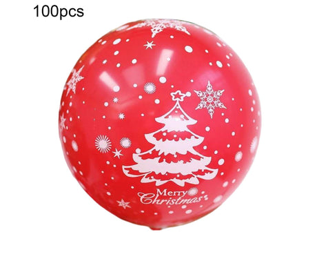100Pcs 10/12 Inches Christmas Balloon Elastic Party Decor-Red 12Inch