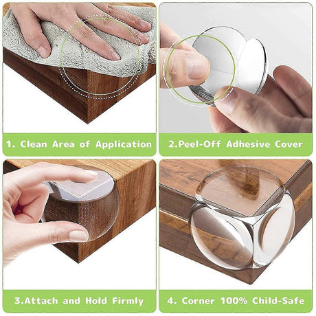 12pcs Clear Table Corner Protectors - Transparent Babies Proofing Furniture Edge Guards