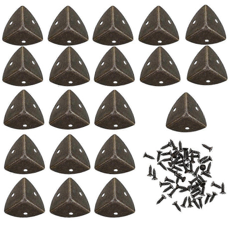 20pcs Antique Metal Furniture Corner Protectors - Triangle Alloy Desk & Box Corner Guards
