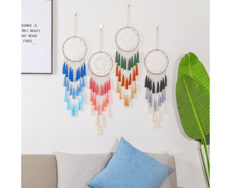 Round Handmade Wall Hanging Wind Chime Dream Catcher with Tassel Home Decor-Purple
