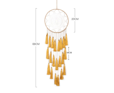 Round Handmade Wall Hanging Wind Chime Dream Catcher with Tassel Home Decor-Purple