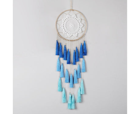 Round Handmade Wall Hanging Wind Chime Dream Catcher with Tassel Home Decor-Purple