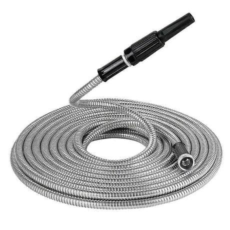 50ft Metal Garden Hose - Retractable Water Hose with Strong Outer Shell, Flexible Design