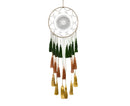 Round Handmade Wall Hanging Wind Chime Dream Catcher with Tassel Home Decor-Green Coffee*