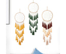 Round Handmade Wall Hanging Wind Chime Dream Catcher with Tassel Home Decor-Green Coffee*