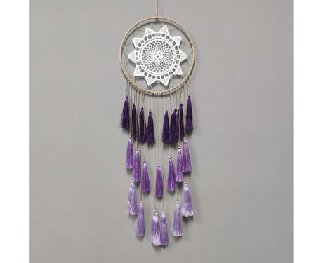 Round Handmade Wall Hanging Wind Chime Dream Catcher with Tassel Home Decor-Green Coffee*