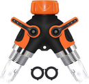 2-Way Garden Hose Splitter - Brass Hose Valve Splitter for Outdoor Watering System