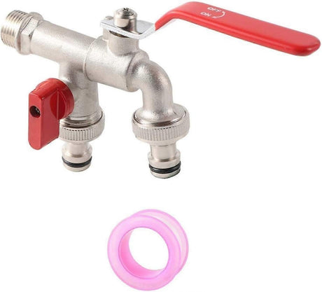 Garden Hose Faucet Adapter - Dual Outlet Tank Connector for Hose Attachment