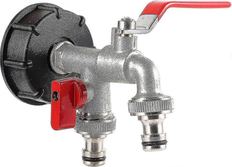 Garden Hose Faucet Adapter - Dual Outlet Tank Connector for Hose Attachment