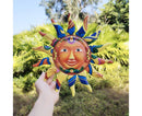 Wall Sculpture Sun Face Pattern for Living Room-Yellow