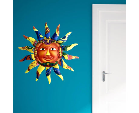Wall Sculpture Sun Face Pattern for Living Room-Yellow