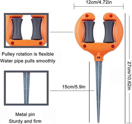 Garden Hose Guide Stakes - Metal Spiked Stakes to Prevent Hose Damage, Decorative Design