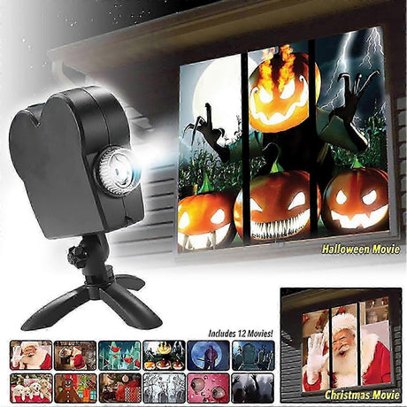 Christmas Halloween LED Window Projector - Seasonal Decorative Light Projector