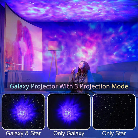 Projector with Bluetooth Speaker - LED Bedroom Light and Sound Projector